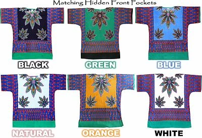 PARA HOMBRES Cannabis Marihuana Hoja Dashiki Estampado 100% Algodón Por Marca Americana Dashiki Foto 1 de 4