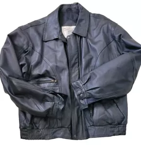 Herren Leder Biker Jacke John Ashford Outdoor Größe Large schwarz durchgehender Reißverschluss - Bild 1 von 8