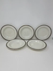 Set of 5 Mikasa Palatial Platinum Silver Soup Cereal Bowls 8.5 Inch Fine China - Picture 1 of 6