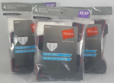 3x Calzoncillos Hanes Platinum para niños cómodos sin etiquetas XS/XP X-Pequeños 4-5 ropa interior Foto 1 de 3