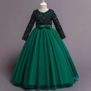 2023 Princess Mesh Dress 4-14y Girl Christmas Party Clothing Sequin Prom Costume - Picture 1 of 16