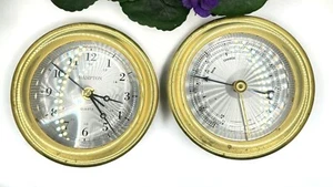 Vintage Hampton Brass Clock & Barometer Set - Picture 1 of 15