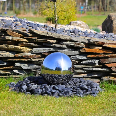 Edelstahlkugel poliert 30cm Springbrunnen Kugelbrunnen Brunnen Gartenkugel außen - Bild 1 von 4