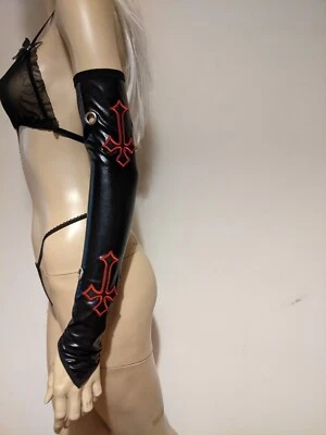 Black gothic wet look cross crucifixes long sleeves - Image 1 of 4