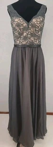 Morilee Madeline Gardner festliches Kleid grau Spitze Akzent Größe 14 - Bild 1 von 9