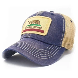 California Flag Patch Trucker Hat, Navy - Picture 1 of 6