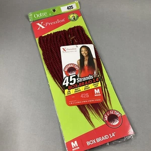 14" Medium #425 Burgund Box Braid vorgeschlungen gehäkeltes Haar 45 Strähnen - Bild 1 von 6