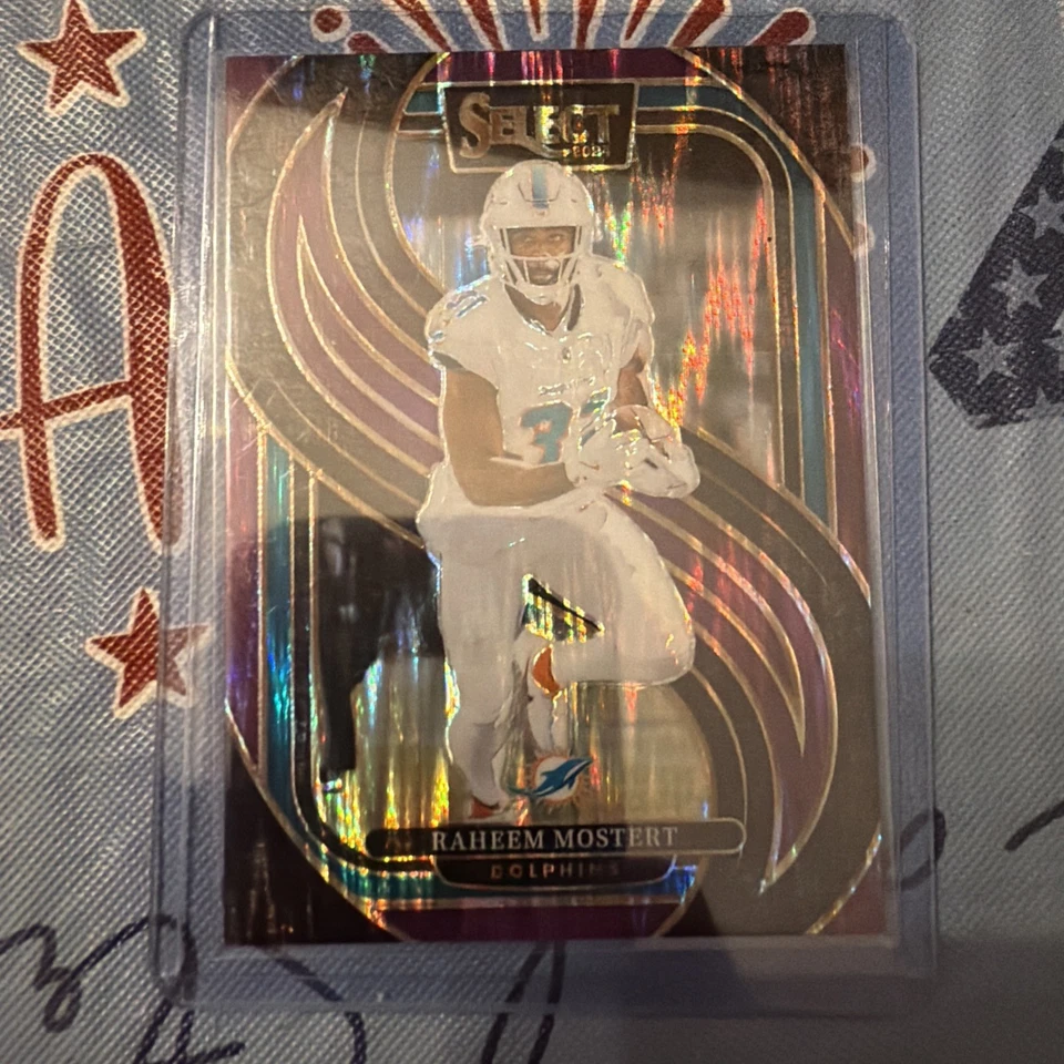 2024 Panini Select - Premier Level Raheem Mostert #188 Purple Shock Prizm /360 - Image 1 of 3