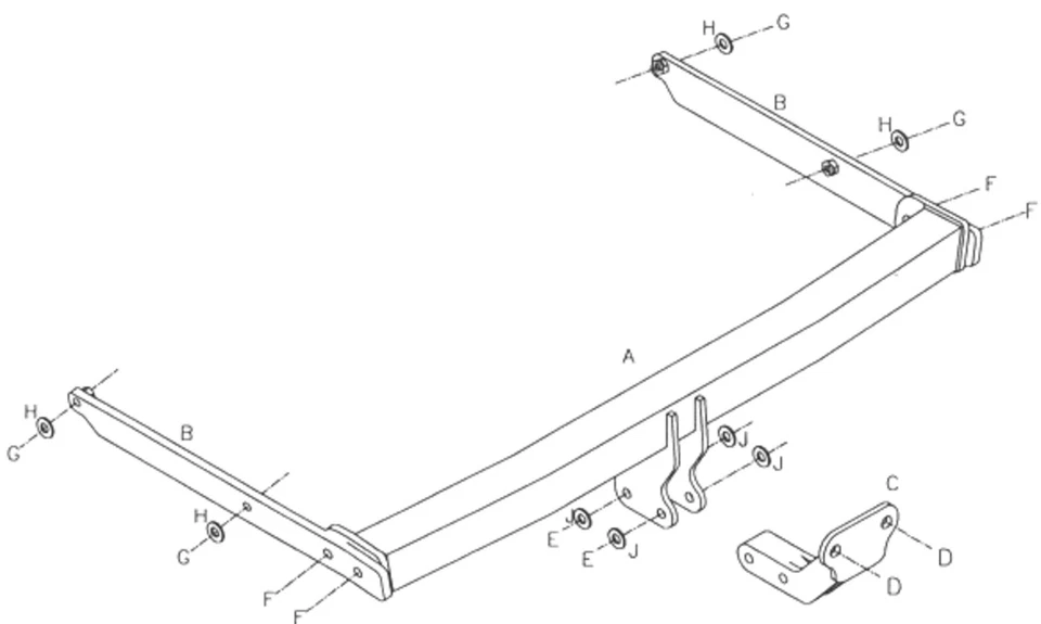 Barra de remolque automotriz con brida fija Towtrust para Ford Focus Hatchback 2011 a 2018 Foto 1 de 4
