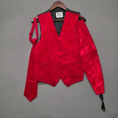 Tuxedo Park Men's Red Tuxedo Vest, Tie & Cummerbund Size Small - Image 1 of 4
