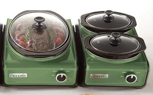 Crock-Pot SCCPMD1-GR & SCCPMP3 Hook Up Double Oval Connectable Slow Cooker Set - Picture 1 of 6