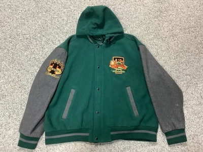 Винтажный Disney «TIGGER» Varsity куртка зеленый бомбардировщик с капюшоном - мужской XL - Изображение 1 из 4