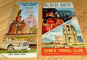 1961 HIGHWAYS IN MEXICO ROAD MAP / THE GULF ROUTE - Pemex Travel Club - Picture 1 of 18