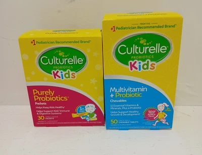 Paquetes de probióticos multivitamínicos masticables y puramente probióticos Culturelle Kids Foto 1 de 4