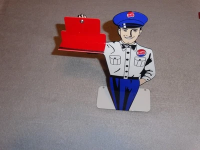 DE COLECCIÓN "PEPSI COLA SODA SALESMAN" 12" TARJETERO DE VISITA DE METAL ¡LETRERO DE GASOLINA! Foto 1 de 4