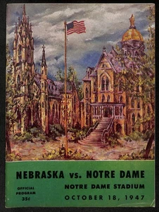 1947 Nebraska vs Notre Dame Vintage College Football Game Program 194595 - Picture 1 of 5