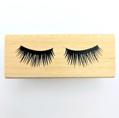 EYELASHES Wood Mount Rubber Stamp Woman Face Eyes Makeup Cosmetics Beauty c333 - Image 1 of 4