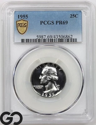1955 Washington Quarter PROOF, PCGS PR-69 ** Great CAMEO Look Both Sides! - Image 1 of 4