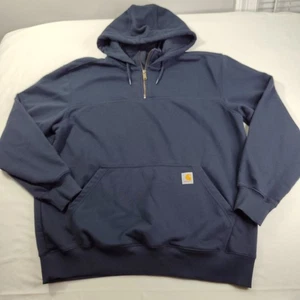 Carhartt Zip Up Hoodie Mens XL Navy Rain Defender Hooded Sweatshirt Jacket - Picture 1 of 11