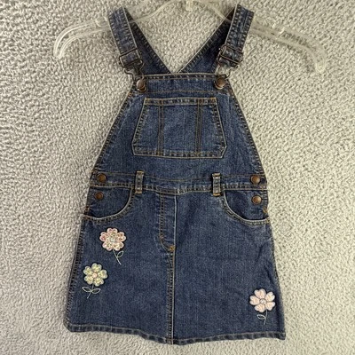 Vestido de mezclilla vintage Gymboree para niñas grande 5 bordado floral 2002 Y2K Foto 1 de 4