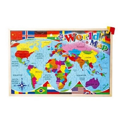 Puzzle in legno Carta geografica Mondo-Small Foot 1148-30 x 45 x 2 cm - Immagine 1 di 2