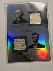 Bellissimo Edizione 2023 DUAL Relic George Washington Abraham Lincoln #123 45/99 - Foto 1 di 7