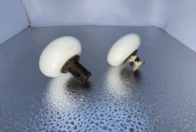 Perillas de puerta antiguas de porcelana y metal herrajes recuperados vintage - Juego de 2 Foto 1 de 4