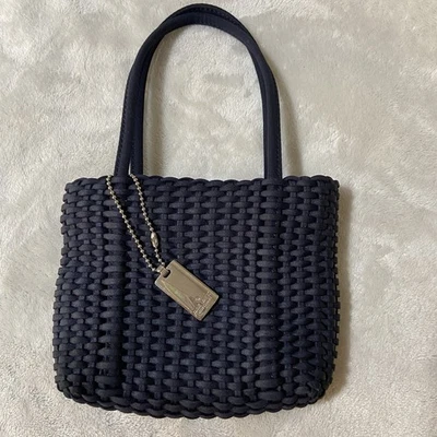 NINE WEST Weave Handbag Small Navy Blue 5” x 6” Magnetic Closure - Image 1 of 4