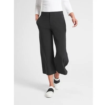 Pantalones Cortos Athleta Tribeca Pierna Ancha Negros Elastizados Ligeros Para Mujer Talla 14 Foto 1 de 4