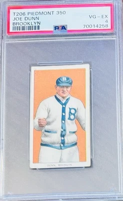 1909-11 T206 Piedmont 350 — Joe Dunn Brooklyn — PSA 4 VG-EX - Image 1 of 2
