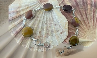 Australian Mookaite Gemstone Bracelet 22cm-Sterling Silver plated 925-New - Image 1 of 4