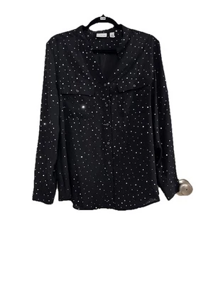 Blusa para mujer Kim Rogers secuencia abotonada talla mediana Foto 1 de 4