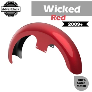 Guardabarros delantero Advanblack Wicked Red 21" Reveal Wrapper Hugger para Harley 09up - Imagen 1 de 9
