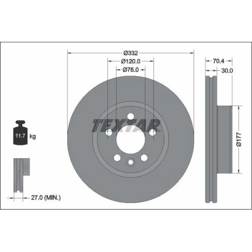 1x Disque de frein TEXTAR 92345105 convient pour VW - Photo 1/1