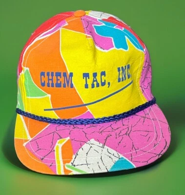 Sombrero de Colección Chem Tac Inc Años 90 Cuerda Golf Gorra Trasera a Presión Rosa Azul John Storch EE. UU. Foto 1 de 4