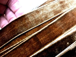 vintage 1" velvet ribbon rayon trim toffee brown 3yds made in France - Picture 1 of 3
