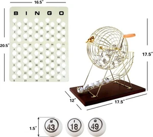 PRO Jumbo Bingo Game Set w/Large Bingo Cage, 1.5" Ping Pong Bingo Balls & Board - Picture 1 of 3