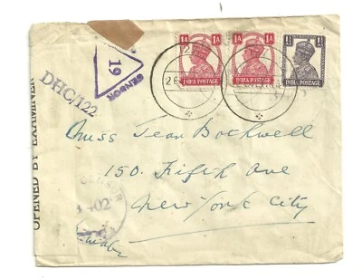 INDIA 1944 WWII CENSORED COVER TO USA (Z572) - Image 1 of 2