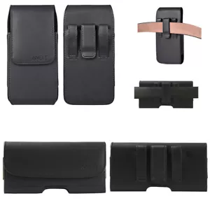 XL LEATHER RUGGED CELL PHONE HOLDER POUCH HOLSTER CLIP BELT LOOP CARRYING CASE - Picture 1 of 19