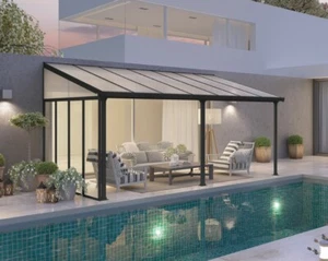 Tuscany Patio Cover Grey Aluminium Porch Door Canopy Pergola By Palram-Canopia - Picture 1 of 23