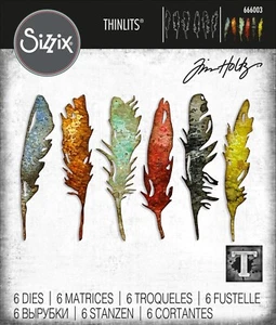New Retired Sizzix Thinlits Feathery#666003 6pc set Retail $22.99 by Tim Holtz - Picture 1 of 12