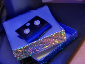Free Shipping Purple Sunflower Earrings with Push Back with Sparkly Gift Box ๐ - Picture 1 of 12