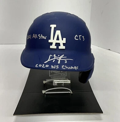 CHRIS TAYLOR CT3 SIGNED DODGERS FULL SIZE HELMET 3 INSCRIPTIONS PSA 1C01614 - Image 1 of 4