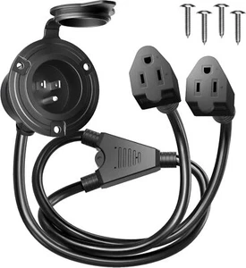 Landstromanschlussstecker 15 Amp 125V AC Port Stecker mit wasserdichter Abdeckung, Wohnmobil Elektr - Bild 1 von 7