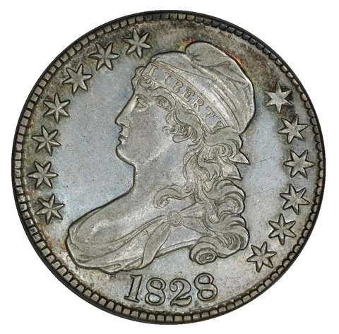 1828 Capped Bust Half Dollar Curl Base 2, Knob Cover