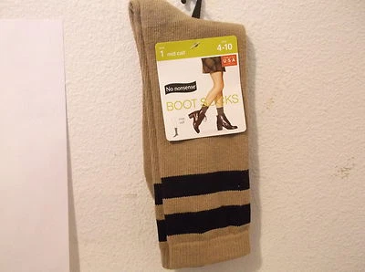 NUEVO PAR DE CALCETINES BOTA DE MEDIA PANTORRILLA CAQUI BRITÁNICO SIN TONTERÍAS PARA DAMA... TALLA(4-10) Foto 1 de 3