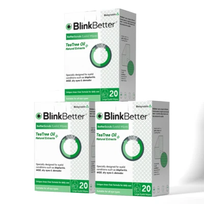 BlinkBetter Tea Tree Oil Eyelid Wipes - 60 x Natural Blepharitis, MGD & Dry Eye