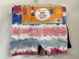 Member's Mark Girl's 3-Pack Size 4/5 Favorite Cartwheel Shorts Tie-Dye New - Picture 1 of 7