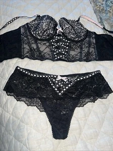 Victoria's Secret Dream Angels schwarz & rosa Spitzen Bustier Korsett - Größe 34C - Bild 1 von 9