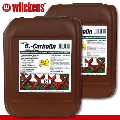 Wilckens 2 X 10 L B.-Carbolin Holzschutzlasur Braun Wetterfest Zaun Verwitterung • 33.90€